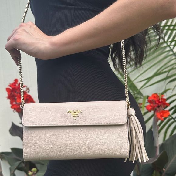 Prada Handbags - AUTH Prada portafoglio pattina Wallet on chain